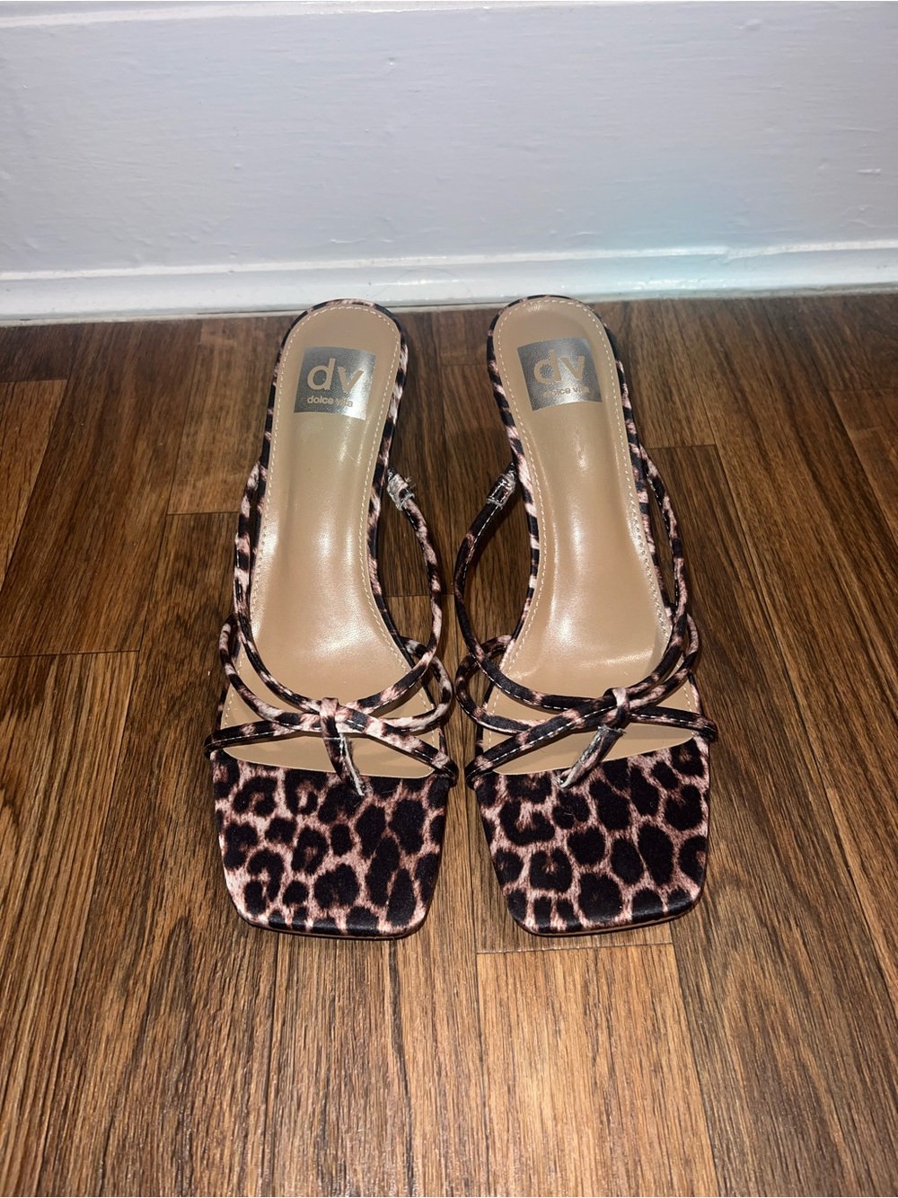 DV by Dolce Vita Leopard Print Strappy Slide Heels - Brown/Black